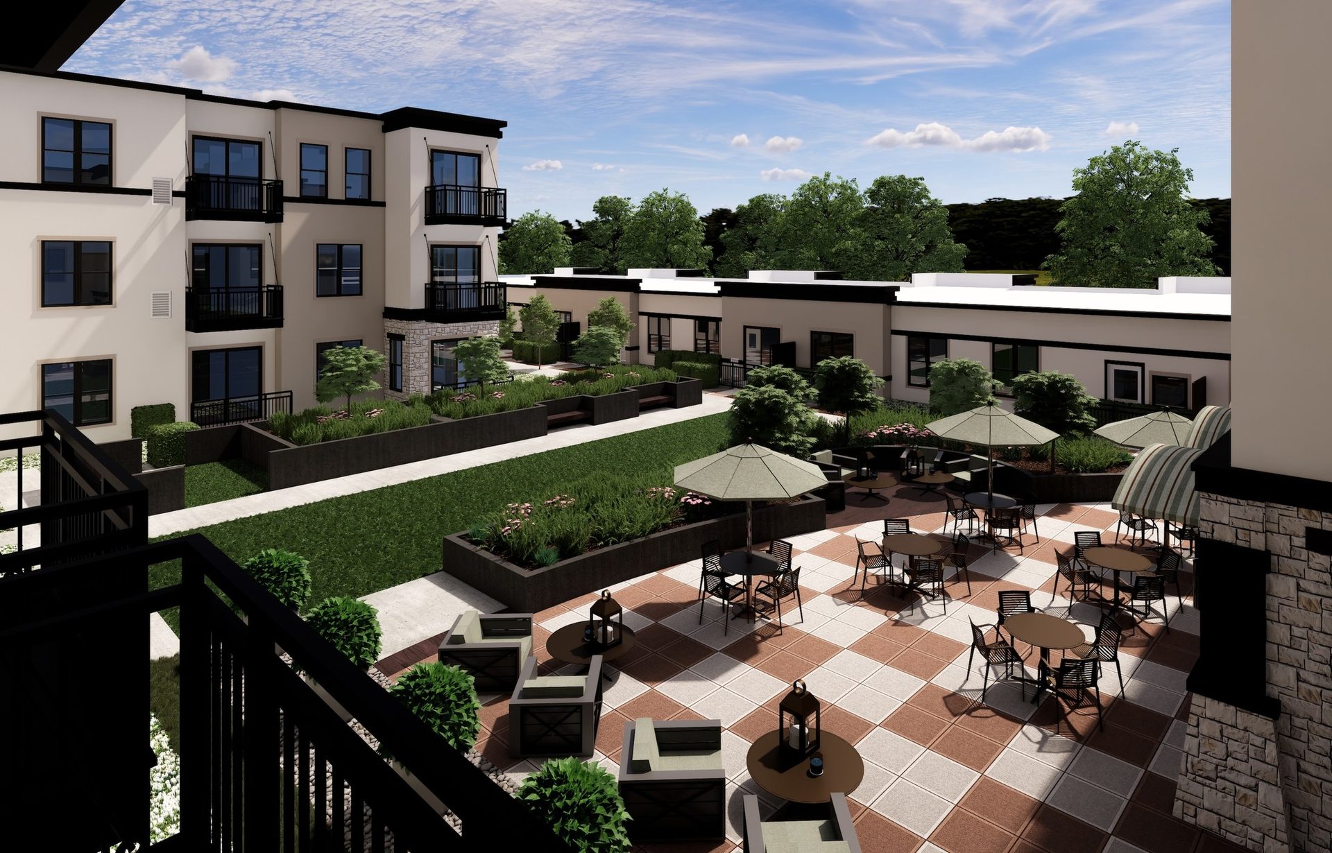 Rendering of the landscaped resident courtyard