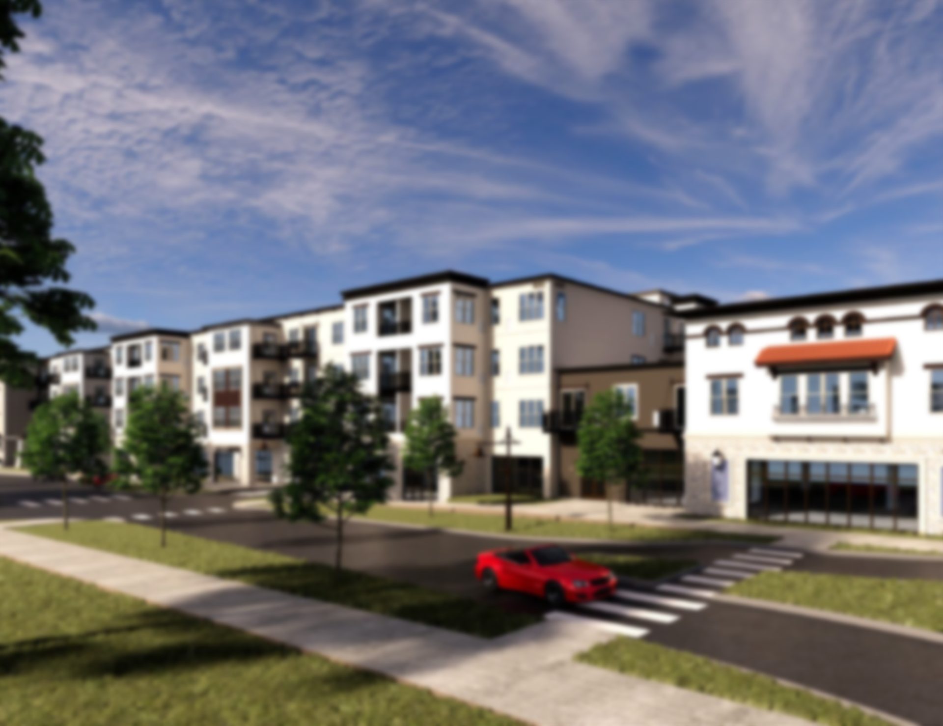 Rendering of the community from the street corner